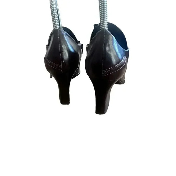 Franco Sarto Brown Leather Square Toe Side Zip Pumps Shoes Size 7.5 - Picture 3 of 8